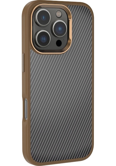 İphone Uyumlu 16 Pro Max Kılıf Karbon Fiber Görünümlü Parlak Kamera Çerçeveli Zore Venus Kapak-rose B