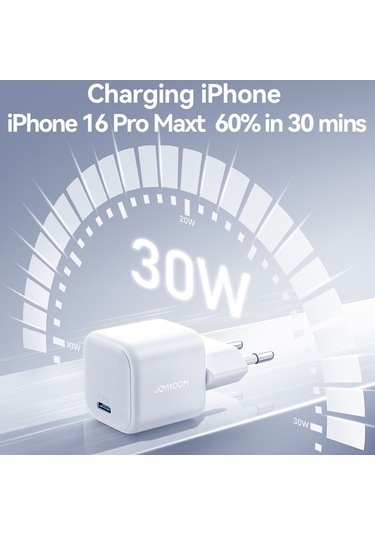 Tongxida Joyroom Jr-tcg15 30w Mini Hızlı Şarj Adaptörü, Ab Tak, Beyaz Beyaz
