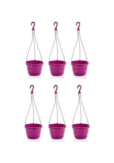 Omnipazar So-sm01 Safir Makrome Askılı Balkon Saksı 1,7 Lt Vişne 6 Adet