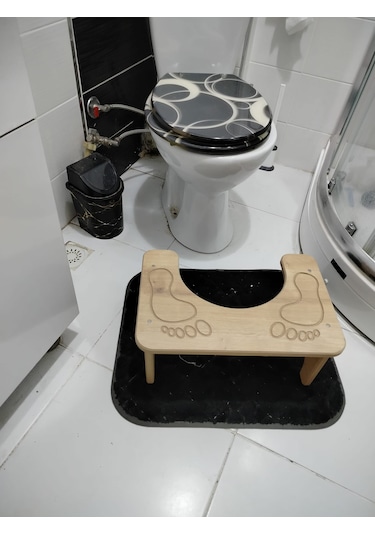 Wc Çömelme Ayak Taburesi, 45x28cm Yükseklik18 Cmbasamak Taburesi Açık Ahşap