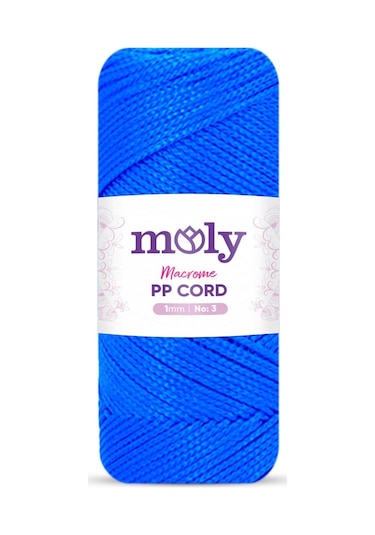 Moly Pp Cord Polyester Makrome No:3 1mm 245-mavi Örgü İpi 100 Gram