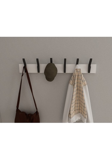 Hepsi3boyutlu Modern Duvar & Kapı Kanca Askılık - 6 Adet Siyah Kanca Askılık - Model No : 3 Siyah