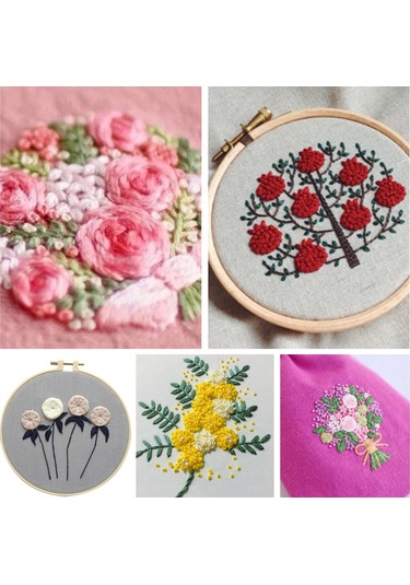 Başlangıçlar İçin Nakış Kiti, Çapraz Dikiş Kitleri, Avrupa Nakışı Özel Çiçek Desenli Kumaş, Nakış Hoops, İplikler Ve İğneler İçerir.