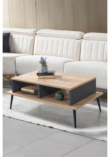 2009 Şile Metal Ayaklı Orta Sehpa , Salon Sehpası Safir Antrasit Safir - Antrasit