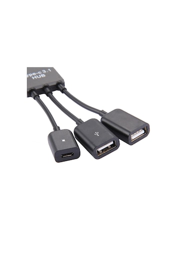 Sones 17,8 Cm 3 Portlu Usb-c / Type-c 3.1 Otg Şarj Hub Kablosu, Galaxy S8 Ve S8 + / Lg G6 / Huawei P10 Ve P10 Plus / Xiaomi Mi 6 Ve Max 2 Ve Diğer Akıllı Telefonlar İçin Siyah