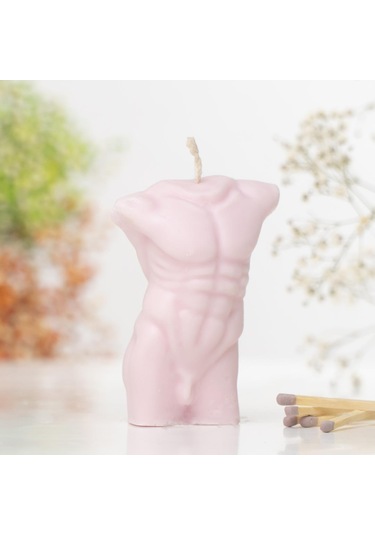 Men Body Temalı Vegan Soya Mum Pembe