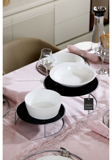 Gümüş Sunumluk 2'li Büyük Boy Metal Sunumluk Hediyelik Dekorasyon İkramlık / Siyah Pleksi / Paslanmaz