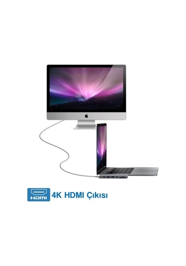 Ucouso Usb-C Hub Hdmı 4K Usb 3.0X2 Şarj Sd Msd Thunderbolt 3