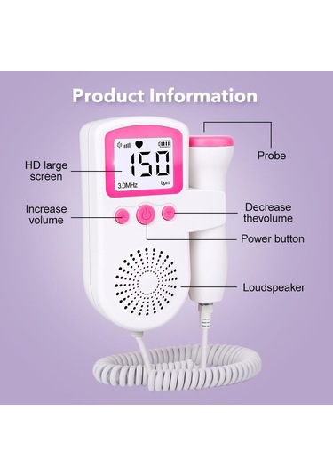 Fetal Doppler Bebek Kalp Atış Hızı Dedektörü Ultrason Kalp Atışı Atışı Monitörü