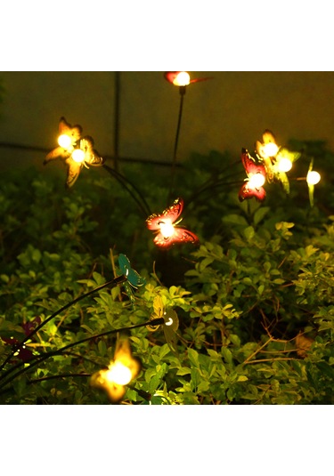 Kangvka Güneş Enerjili Bahçe Aydınlatması 6 Lü Kırmızıklı Kelebek Dekoratif Işık Ip65 Su Geçirmez Isı Işığı Toprak Takımı Ilık Beyaz