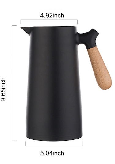 Hallow Büyük Termal Kahve Sürahi Çift Duvarlı Termos Ev Cam Beyaz 1 L