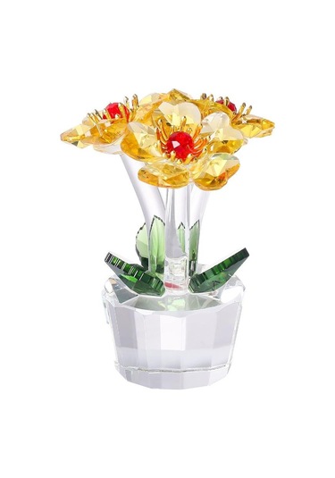 Şeffaf Taban Mini Cam Çiçek Heykeli Süsü Yapay Çiçek Figürin Yıl Dönümü Style 25