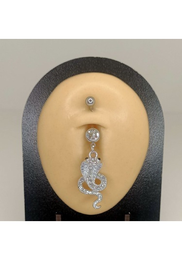 Aya Tasarım Gümüş Renk Kobra Yılan Model Göbek Piercing Gümüş