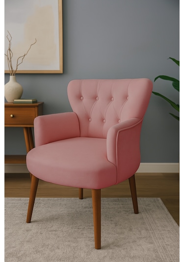 Roma Berjer - Modern Tekli Koltuk - Babyface Kumaş - Somon