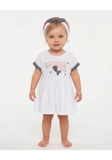S-Mall Caramell Bebek Elbisesi - Bandanalı - Elb4936 - Weekend - Beyaz