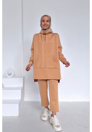 Kahijab Kanguru Cep Scuba Takım - Camel