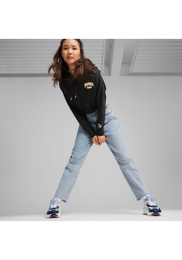 Puma Team Cropped Kadın Kapüşonlu Sweatshirt - Siyah