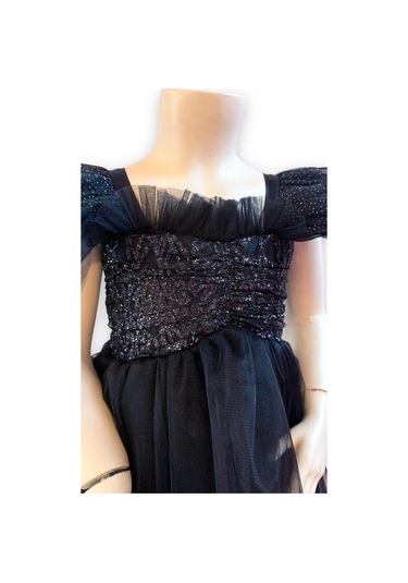 Kız Çocuk Uzun Abiye Elbise-12088-siyah Siyah