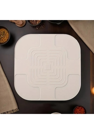 Honeybeeshop Bej 10.8" Kare Silikon Air Fritöz Altlığı Yeniden Kullanılabilir Yapışmaz