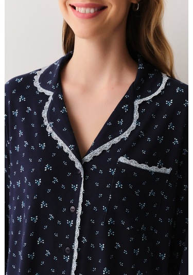 Suwen Woody Maskülen Pijama Takımı Sh26228660b628 Lacivert Desenli