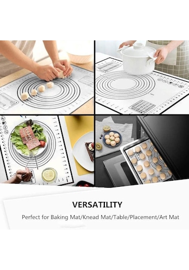 Siyah Fiberglas Silikon Pişirme Mat Büyük Yoğurma Pedi Yapışmaz Yüzey Haddeleme Hamur Mat Ölçekli Mutfak Pişirme Pasta Sayfası 60x50cm