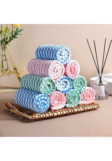 Renkli 3 Adet Süper Emici Temizlik Bezi Mikrofiber Mutfak Bulaşık Bezi Kahverengi - Pembe - Sarı