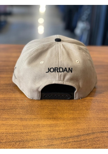 Air Jordan Nakışlı Bej Hiphop Snapback Rapper Basket Cap Şapka Bej - Siyah