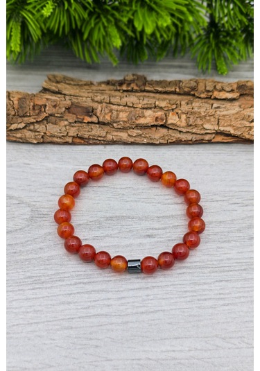 Akik Tesbih Ve Bileklik Doğal Taş Akik Set 8 Mm Bt028 Kırmızı