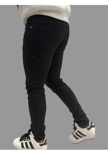 Erkek Dar Paça Düz Newone Siyah Kot Pantolon Siyah