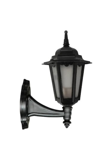 Ak-Öz Bahçe Balkon Teras Aydınlatma Armatür Fener Aplik Altıgen Siyah