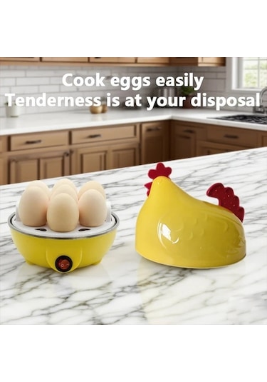Elmpaly Küçük Ev Tipi Çok Amaçlı Sarı Elektrikli Yumurta Pişirici 7'li Kapasite Otomatik Kapama