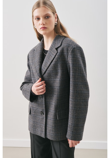 Manuka Norrıs Yün Blazer Ceket Grey Check Aw25ckt00013-9872 Grey Check