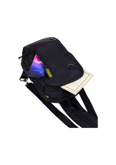 Newish Polo Erkek Kumaş Çapraz Göğüs Ve Omuz Çantası New158 - Siyah - Sarı