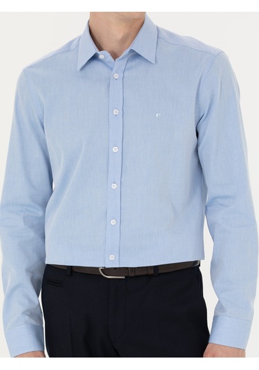 Cacharel Açık Mavi Slim Fit Uzun Kollu Klasik Gömlek Denım