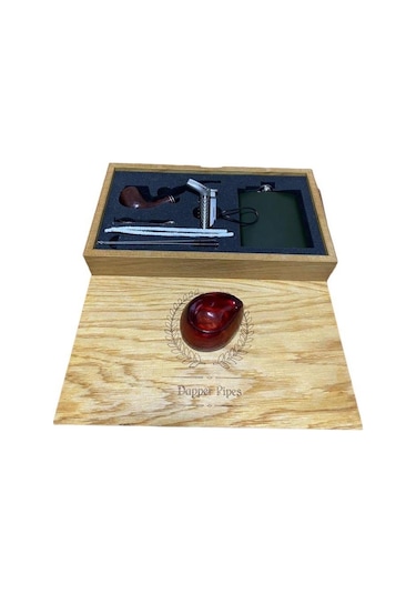 Dapper Gül Ağacı Balsa Filtre 7 Oz Çelik Mataralı Pipo Seti 605954x509464