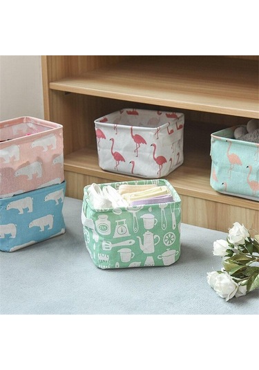 Pembe 1 Adet Keten Masaüstü Saklama Kutusu Su Geçirmez Oyuncak Çeşitli Eşyalar Depolama Sepeti Kozmetik İç Giyim Sepet 56366536