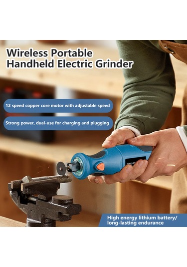 Yaozixa 7.4v 1100mah Li-pil Gömülü 12 Vitesli 5000-25000rpm Mini Elektrikli Matkap, Taşlama, Yontma, Kazıma Seti - 15 Parça Aksesuarlı Mavi+siyah
