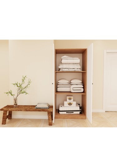 Fırtına 2 Kapaklı Gardırop Meşe Rengi