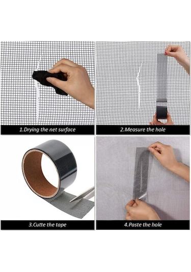 Padalink Fiberglas Oto Tamir Bandı - Moskiton, Pencere Perde, Cam Şerit Onarımı - Siyah 5cmx200cm - Dayanıklı, Işığa Ve Havaya Geçirgen