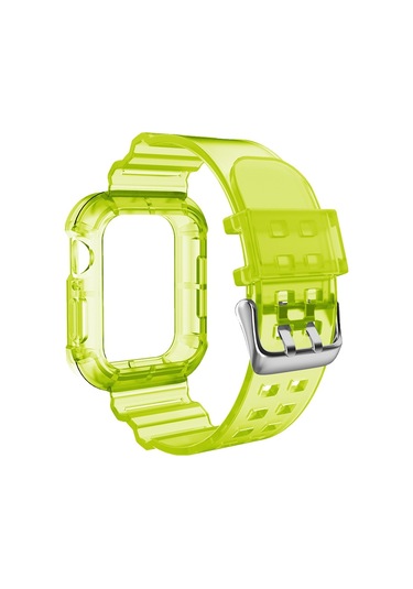 Apple Watch Series 9&8&7 41mm / Se 3&se 2&6&se&5&4 40mm / 3&2&1 38mm İçin Saydam Saat Lastiği Saydam Sarı