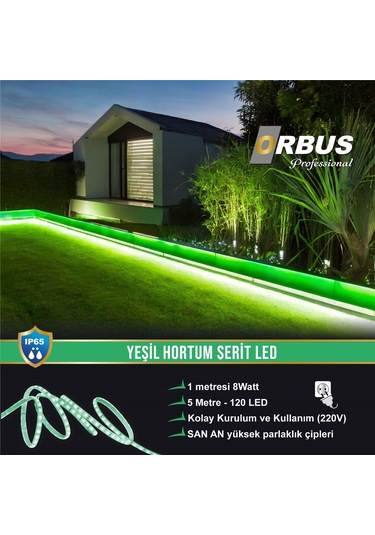 Orbus Yeşil Hortum Şerit Led 8w - 5 Metre