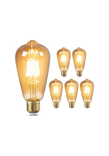E27 Vintage Ampul, Dekoratif Led Edison Ampul, Sıcak Beyaz Kehribar Cam 2700k, Kısılamaz, Kafe İçin E27 Led Ampul Diğer
