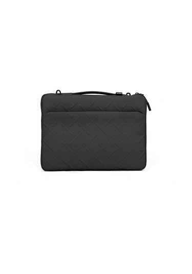 Çapraz Vücut Askılı Laptop Çantası Skinarma Juno 14 İnç Uyumlu Cross-hatch Desenli Naylon Siyah
