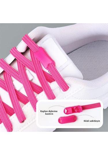 Tak Bırak,klipsli Elastik,yeni Nesil Akıllı Bağcık, Fosfor Pembe Fosforlu Pembe
