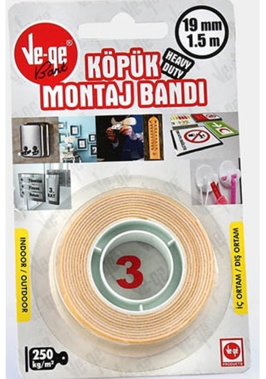 Ve-ge Çift Taraflı Köpük Bant 19 MM - 1.5 M N11.2925