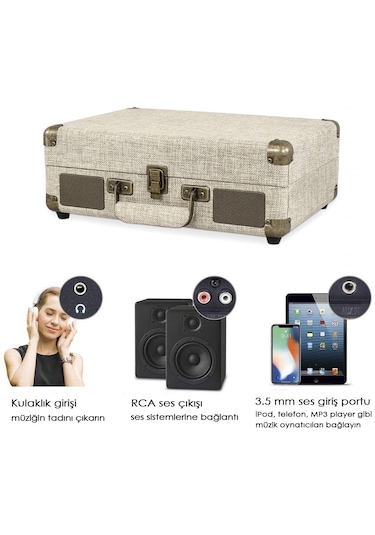 Record Master ST14012 Bluetooth Özellikli Retro Pikap Bej