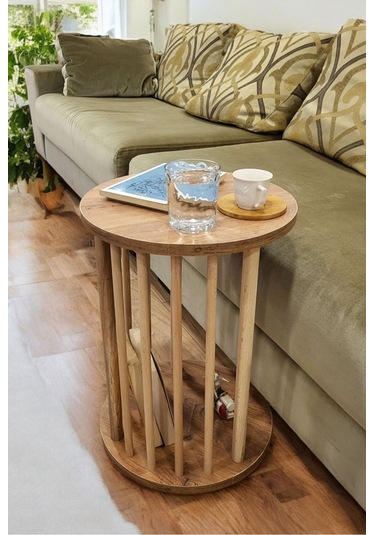 Ahşap Ayaklı C Sehpa Koltuk Sehpası Yan Sehpa Zigon Sehpa Servis Sehpası Çam