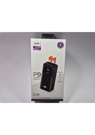 Linktech Powerbank Lc33 Strong - 30.000 Mah 22.5w Hızlı Şarj Powerbank - Kaliteli Taşınabilir Şarj A Siyah