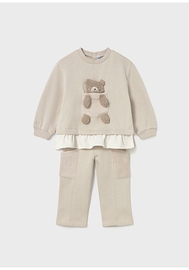 Mayoral Kız Bebek Bej Sweat Pantolon Takım 2843 Bej