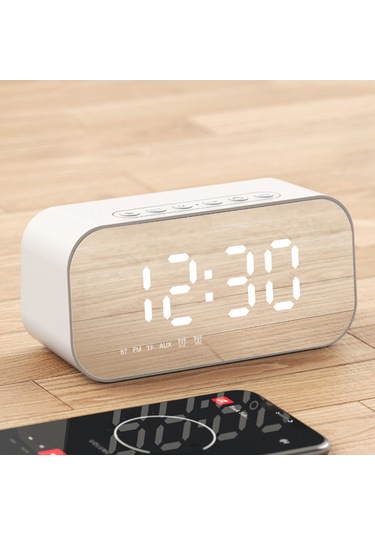 Xindoker Siyah Bluetooth Hoparlör: Minı Alarm Saati, Ayna Ekranlı, 3w Güç, 10m Mesafe, Modern Tasarım